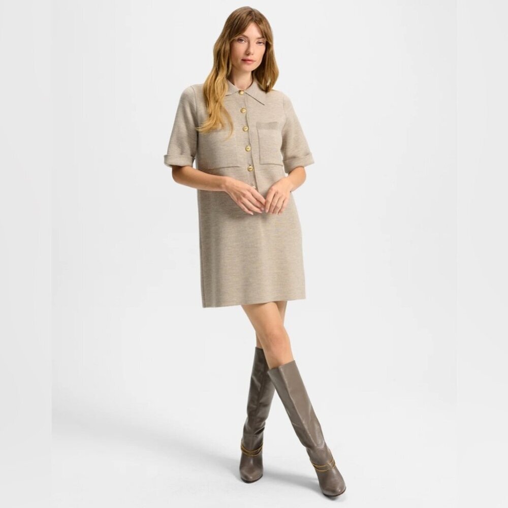 NEW NWT Veronica Beard Madden Merino Wool Mini Shirtdress S